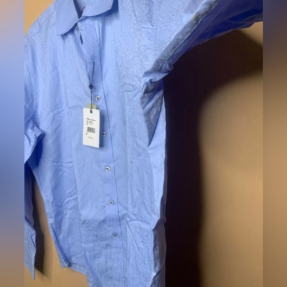Robert Graham men’s XL Dress Shirt Blue Button Down Collar Long Sleeve - Picture 5 of 10
